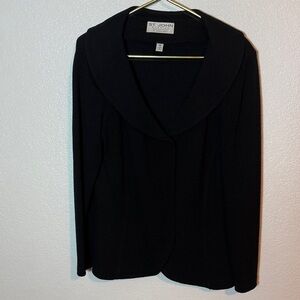 St. John Evening Black Santana Knit Snap Front Sweater Blazer Size 14 Vintage